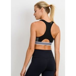 Black striped racerback sports bra